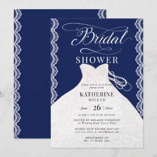 Lace Pearls bruidsjurk marineblauw Vrijgezellenfee Kaart