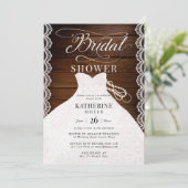 Lace Pearls bruidsjurk rustiek hout Vrijgezellenfe Kaart (Staand voorkant)