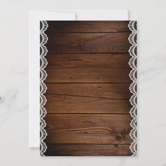 Lace Pearls bruidsjurk rustiek hout Vrijgezellenfe Kaart (Achterkant)