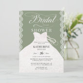 Lace Pearls Bruidsjurk Sage Groen Vrijgezellenfees Kaart (Staand voorkant)