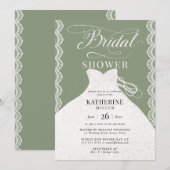 Lace Pearls Bruidsjurk Sage Groen Vrijgezellenfees Kaart (Voorkant / Achterkant)