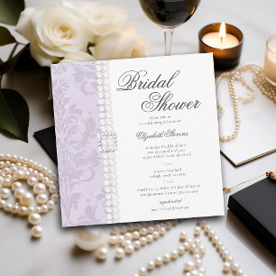 Lace Pearls Damask Lavendel Elegant Vrijgezellenfe Kaart