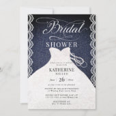 Lace Pearls Denim Bruidsjurk Chic Vrijgezellenfees Kaart (Voorkant)