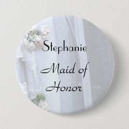  Lace Personalized Maid of Honor Button