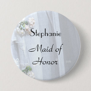 Lace Personalized Maid of Honor Button