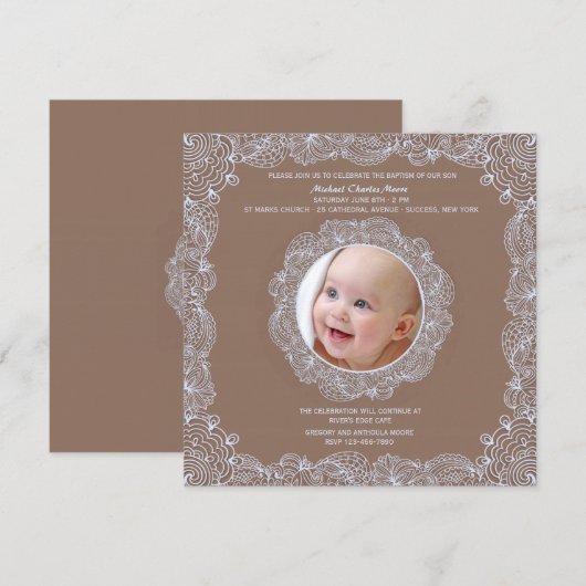 Lace Photo Lijst Uitnodiging (Voorkant / Achterkant)