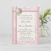 Lace Pink Beach Wedding Kaart (Staand voorkant)