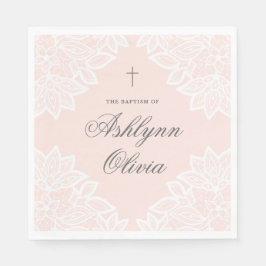 Lace Pink Christening Baptisme Servet