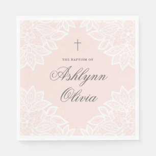  Lace Pink Christening Baptisme Servet