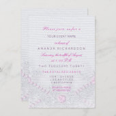 Lace Pink White New Baby Shower Girl Kaart (Voorkant / Achterkant)