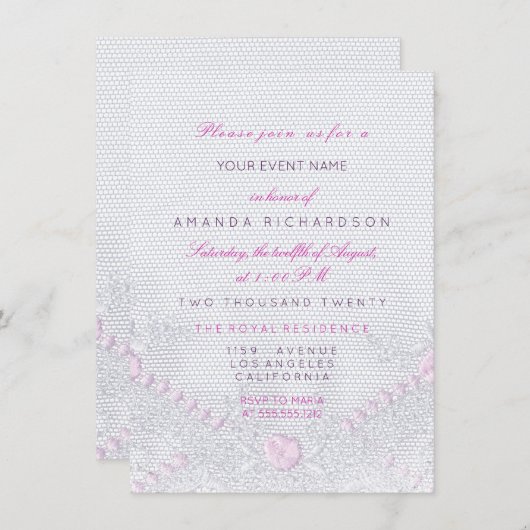 Lace Pink White New Baby Shower Girl Kaart (Voorkant / Achterkant)