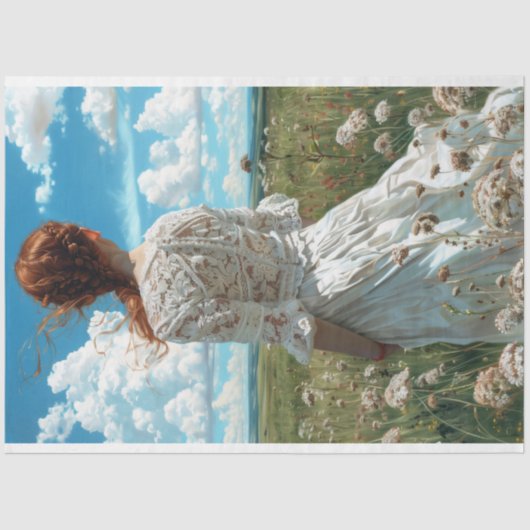 Lace Prairie Meisje Romantische Landelijke Decoupa Tissuepapier (Voorkant)