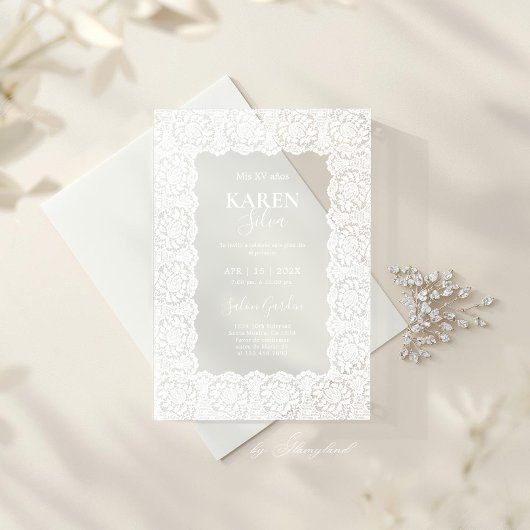 Lace Quinceanera Acrylic Invitation Acryl Uitnodigingen