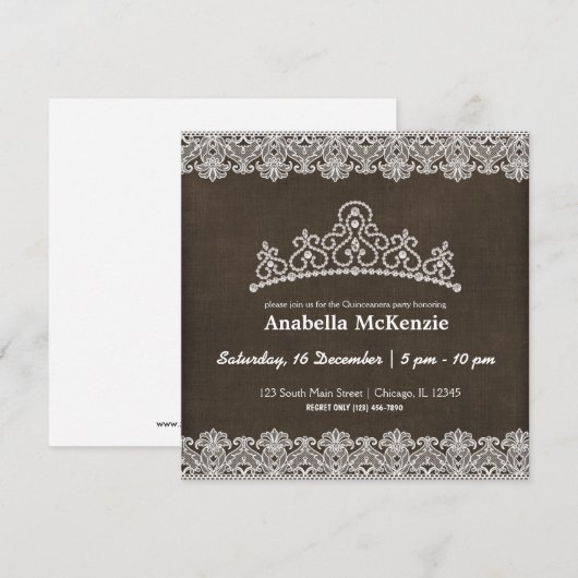 Lace Quinceanera (bruin) Kaart (Voorkant / Achterkant)
