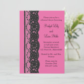 Lace Rehearsal Dinner (fuchsia) Kaart (Staand voorkant)