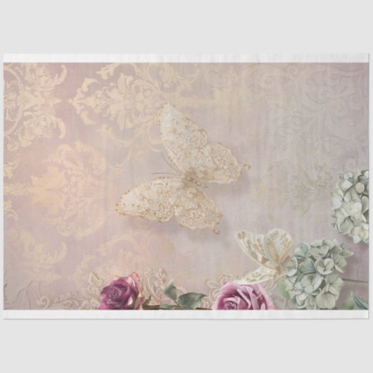 Lace Reverie Butterfly, Damask, Floral Fantasy Tissuepapier (Voorkant)