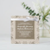 Lace Ribbon & Burlap repetitie dineruitnodigingen Kaart (Staand voorkant)