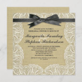 lace ribbon & burlap rustic - repetitief diner kaart (Voorkant / Achterkant)