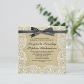 lace ribbon & burlap rustic - repetitief diner kaart (Staand voorkant)