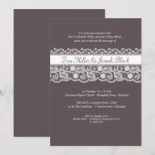 Lace Ribbon Wedding Invitation Kaart (Voorkant / Achterkant)