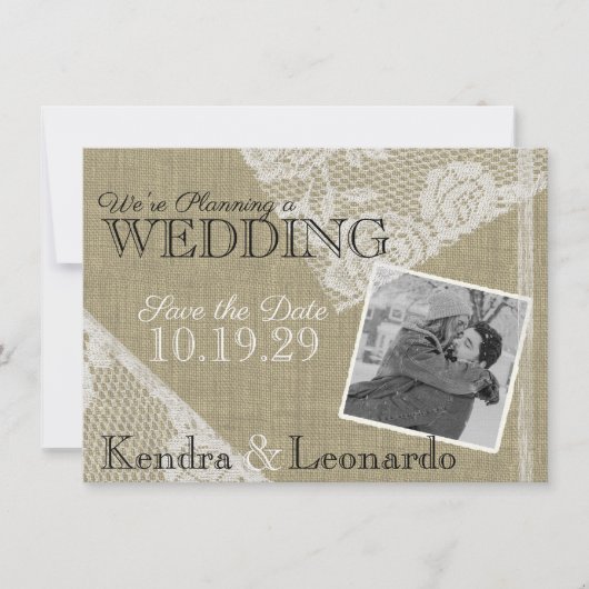 Lace Romantic Sla de datum op Save The Date (Voorkant)