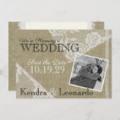 Lace Romantic Sla de datum op Save The Date (Voorkant / Achterkant)