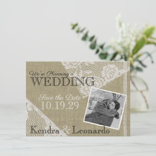 Lace Romantic Sla de datum op Save The Date (Staand voorkant)