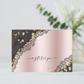 Lace Roos Gold Metallic Glitter Cadeaubon (Staand voorkant)
