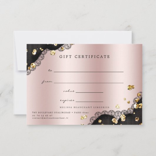 Lace Roos Gold Metallic Glitter Cadeaubon (Achterkant)