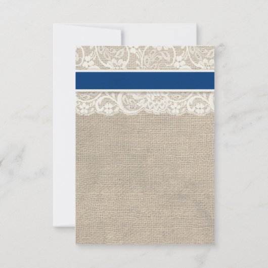 Lace & Royal Blue Ribbon en Burlap RSVP-kaart RSVP Kaartje (Achterkant)