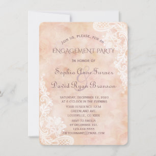 Lace Rozen Old Paper Engagement Party Kaart
