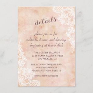 Lace Rozen Old Paper Wedding Details Reception Informatiekaartje
