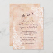 Lace Rozen Old Paper Wedding Details Reception Informatiekaartje (Voorkant / Achterkant)