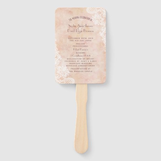  Lace Rozen Old Paper Wedding Programme Handwaaier (Voorkant)