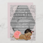 Lace Rustic Etnic Girl Baby shower Kaart (Voorkant / Achterkant)