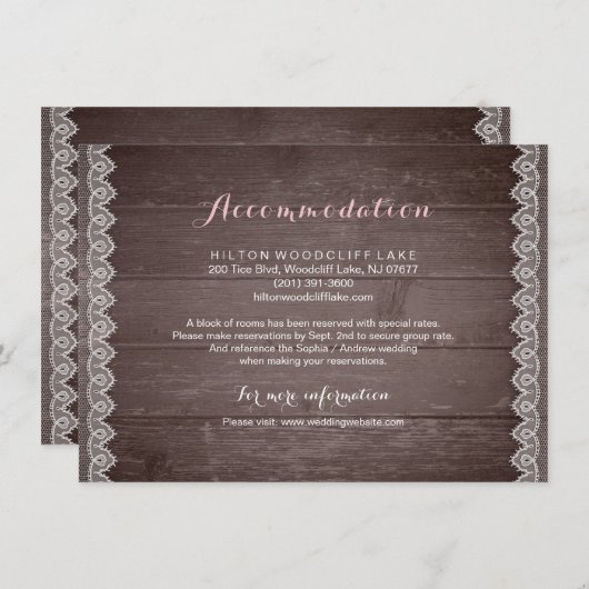 lace rustige trouwaccommodatie informatiekaartje (Voorkant / Achterkant)