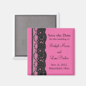 Lace Save the Date Magnet (fuchsia) (Voorkant / Achterkant)