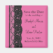 Lace Save the Date Magnet (fuchsia) (Voorkant)