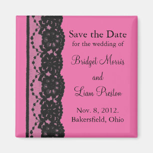 Lace Save the Date Magnet (fuchsia)