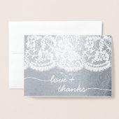 Lace Script Foto bruiloft Dank u Folie Kaarten (Voorkant met envelop)