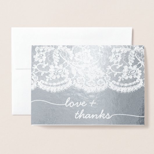 Lace Script Foto bruiloft Dank u Folie Kaarten (Voorkant met envelop)