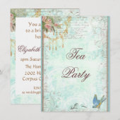 Lace Scroll, Bluebird & Tassels Invite Kaart (Voorkant / Achterkant)