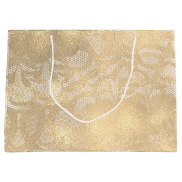 Lace Sepia Faux Gold Floral Bridal Glam Groot Cadeauzakje