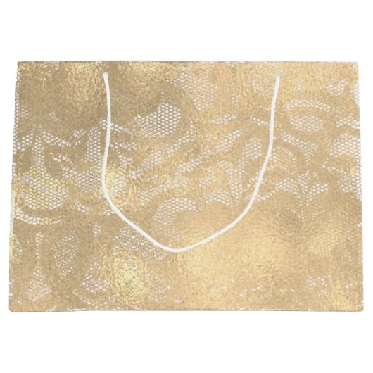 Lace Sepia Faux Gold Floral Bridal Glam Groot Cadeauzakje (Voorkant)