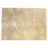 Lace Sepia Faux Gold Floral Bridal Glam Groot Cadeauzakje (Achterkant)