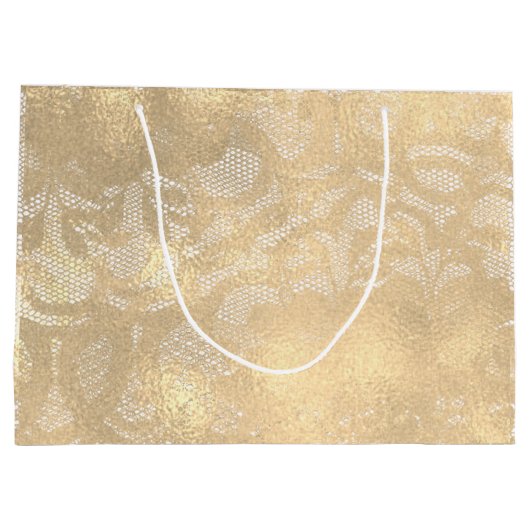 Lace Sepia Faux Gold Floral Bridal Glam Groot Cadeauzakje (Achterkant)