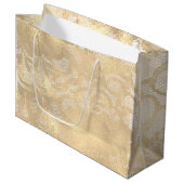 Lace Sepia Faux Gold Floral Bridal Glam Groot Cadeauzakje (Voorkant Gekanteld)