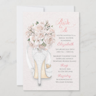 Lace Shoe with Bouquet Bridal Shower Invitation Kaart