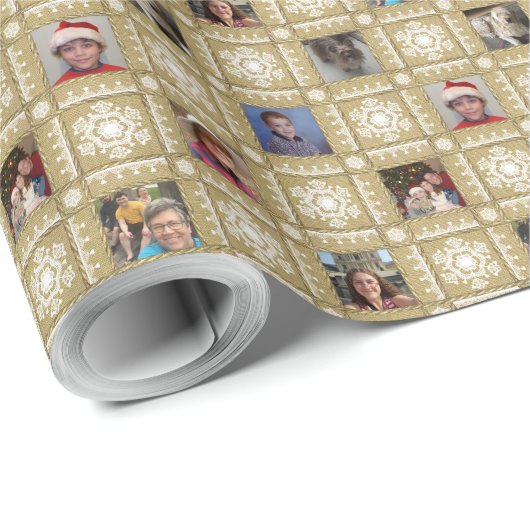 Lace Sneeuwvlokken Custom Foto Kerstmis Cadeaupapier (Rol Hoek)