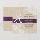  Lace Starfish Paars Ribbon Vrijgezellenfeest Kaart (Voorkant / Achterkant)